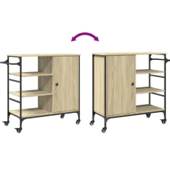 vidaXL Carros E Islas-Carrito de cocina madera ingeniería Sonoma 87,5x38,5x84,5 cm