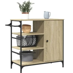 vidaXL Carros E Islas-Carrito de cocina madera ingeniería Sonoma 87,5x38,5x84,5 cm
