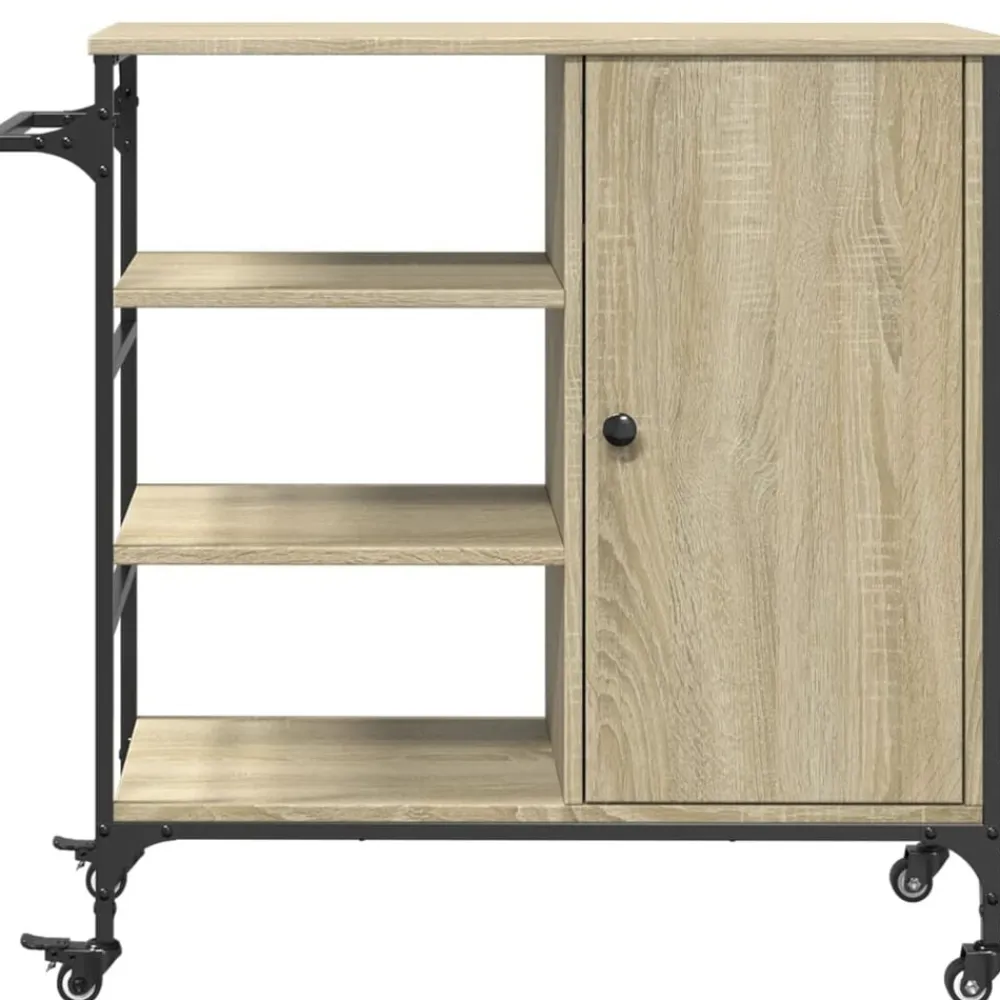 vidaXL Carros E Islas-Carrito de cocina madera ingeniería Sonoma 87,5x38,5x84,5 cm