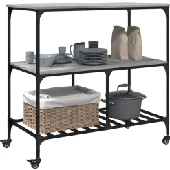 vidaXL Carros E Islas-Carrito de cocina madera ingeniería 100x50x95 cm