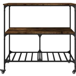 vidaXL Carrito de cocina madera ingeniería 100x50x95 cm Roble ahumado Clearance