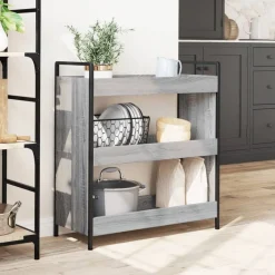 vidaXL Carrito de cocina madera de ingeniería 70x30x82 cm Gris sonoma New