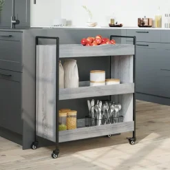 vidaXL Carrito de cocina madera de ingeniería 70x30x82 cm Gris sonoma New