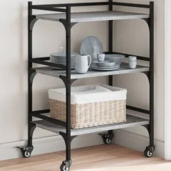 vidaXL Carrito de cocina madera ingeniería 50x35x75,5 cm Gris sonoma Hot
