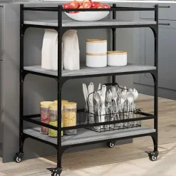 vidaXL Carros E Islas-Carrito de cocina madera ingeniería 65x40x86,5 cm