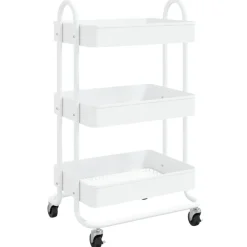 vidaXL Carrito de cocina 3 niveles acero 43x34x79 cm Blanco Sale