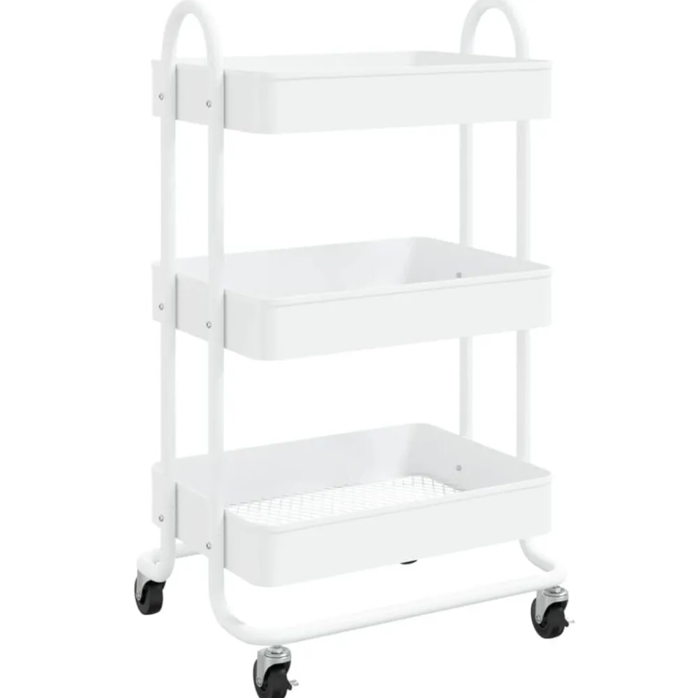 vidaXL Carrito de cocina 3 niveles acero 43x34x79 cm Blanco Sale