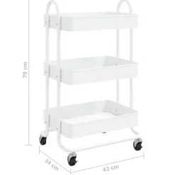 vidaXL Carrito de cocina 3 niveles acero 43x34x79 cm Blanco Sale