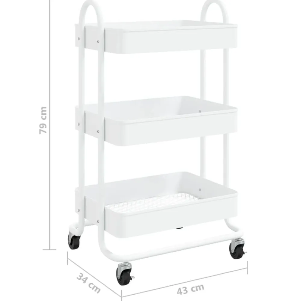 vidaXL Carrito de cocina 3 niveles acero 43x34x79 cm Blanco Sale