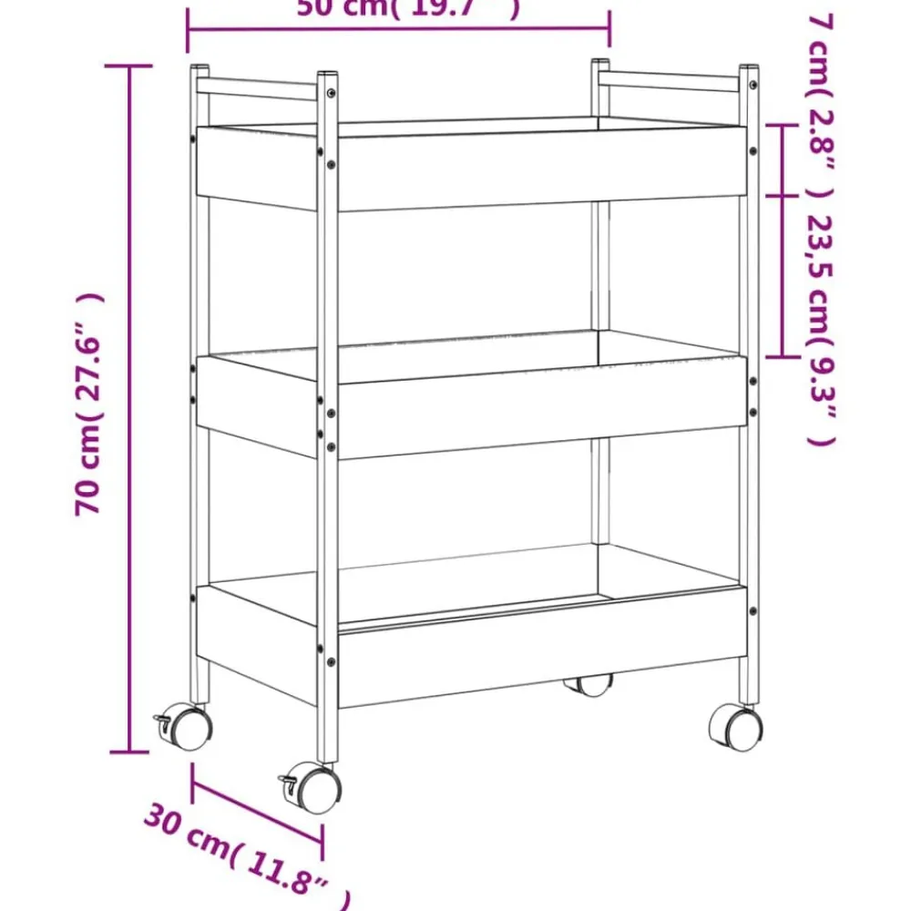 vidaXL Carros E Islas-Carrito de cocina madera de ingeniería 50x30x70 cm
