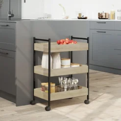 vidaXL Carros E Islas-Carrito de cocina madera de ingeniería 50x30x70 cm
