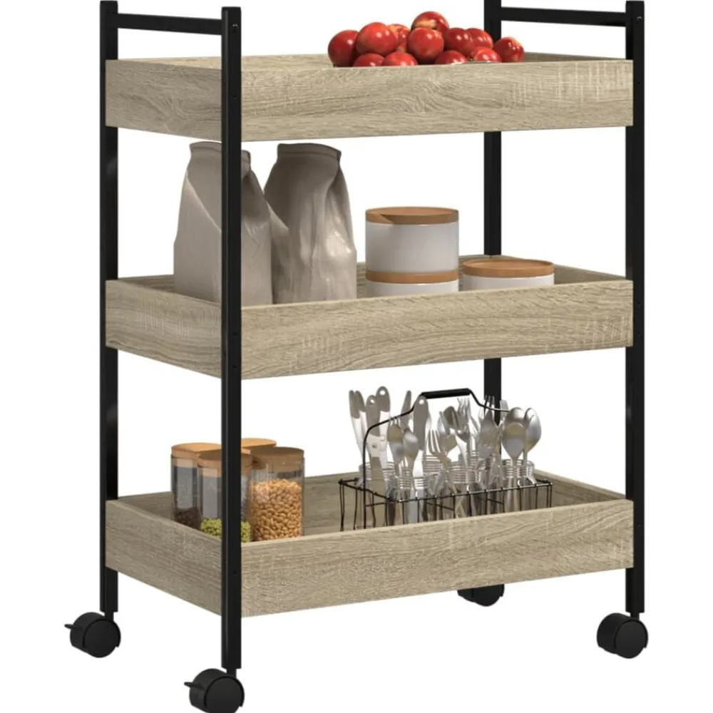 vidaXL Carros E Islas-Carrito de cocina madera de ingeniería 50x30x70 cm