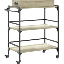 vidaXL Carrito de cocina madera ingeniería 81,5x41x92,5cm Roble Sonoma Discount