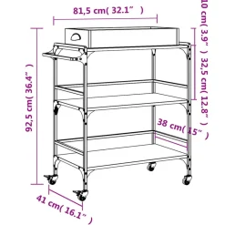 vidaXL Carrito de cocina madera ingeniería 81,5x41x92,5cm Roble Sonoma Discount