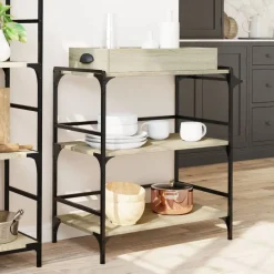 vidaXL Carrito de cocina madera ingeniería 81,5x41x92,5cm Roble Sonoma Discount
