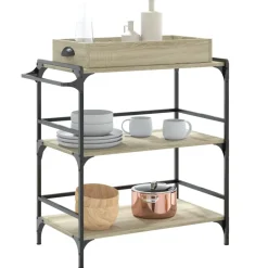 vidaXL Carrito de cocina madera ingeniería 81,5x41x92,5cm Roble Sonoma Discount