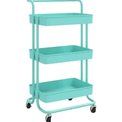 vidaXL Carros E Islas-Carrito de cocina 3 niveles hierro y ABS turquesa 42x35x85 cm