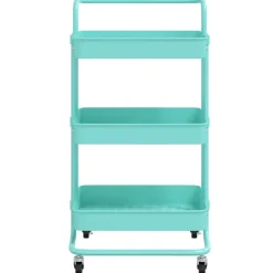 vidaXL Carros E Islas-Carrito de cocina 3 niveles hierro y ABS turquesa 42x35x85 cm