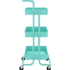 vidaXL Carros E Islas-Carrito de cocina 3 niveles hierro y ABS turquesa 42x35x85 cm