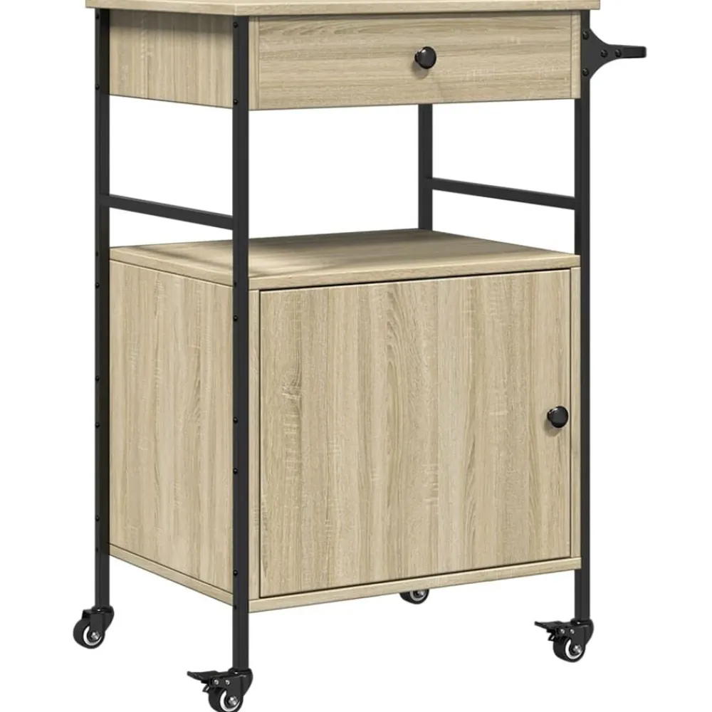 vidaXL Carrito de cocina madera ingeniería 56x43x89,5 cm Roble Sonoma Best