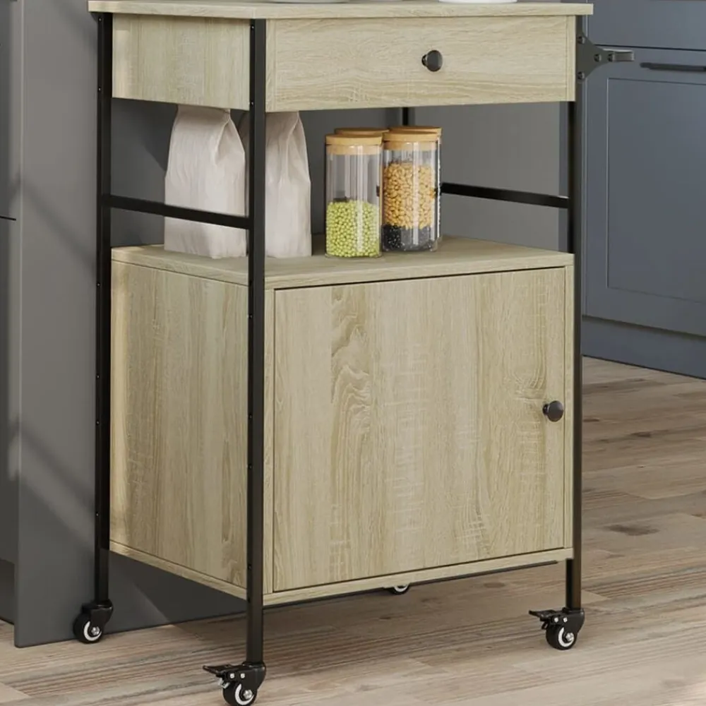 vidaXL Carrito de cocina madera ingeniería 56x43x89,5 cm Roble Sonoma Best