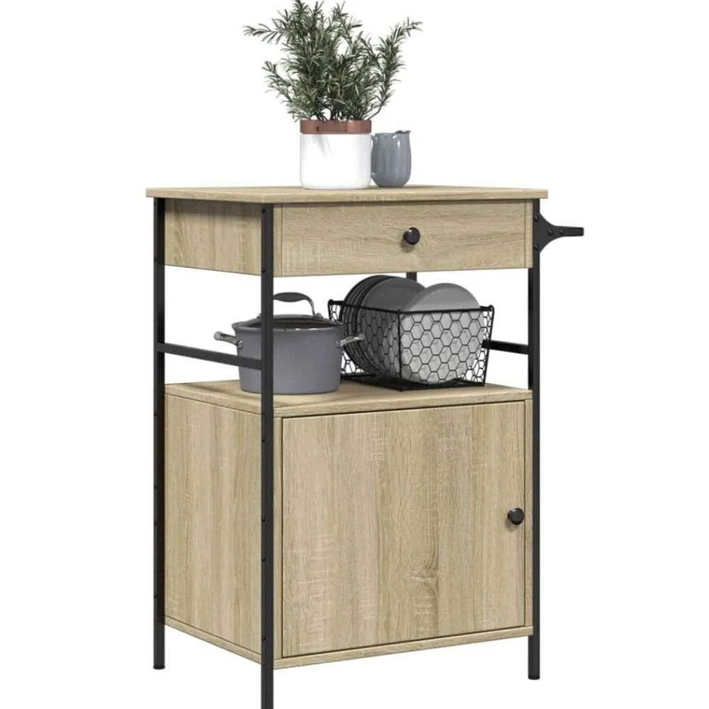vidaXL Carrito de cocina madera ingeniería 56x43x89,5 cm Roble Sonoma Best