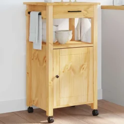 vidaXL Carros E Islas-Carrito de cocina MONZA madera maciza de pino 48x40x88,5 cm