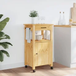 vidaXL Carros E Islas-Carrito de cocina MONZA madera maciza de pino 48x40x88,5 cm