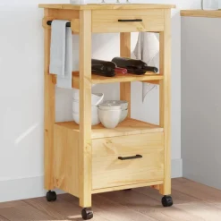 vidaXL Carros E Islas-Carrito de cocina MONZA madera maciza de pino 48x40x88,5 cm