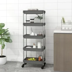 vidaXL Carros E Islas-Carrito de cocina 5 niveles hierro y ABS 42x29x128 cm