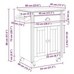 vidaXL Carros E Islas-Carrito de cocina BODO 72x45x80 cm