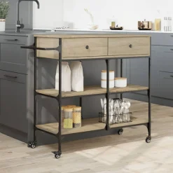 vidaXL Carrito de cocina madera ingeniería 105x42x95 cm Roble Sonoma Sale