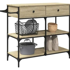 vidaXL Carrito de cocina madera ingeniería 105x42x95 cm Roble Sonoma Sale