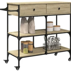 vidaXL Carrito de cocina madera ingeniería 105x42x95 cm Roble Sonoma Sale