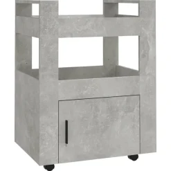 vidaXL Carros E Islas-Carrito de cocina madera contrachapada gris hormigón 60x45x80cm