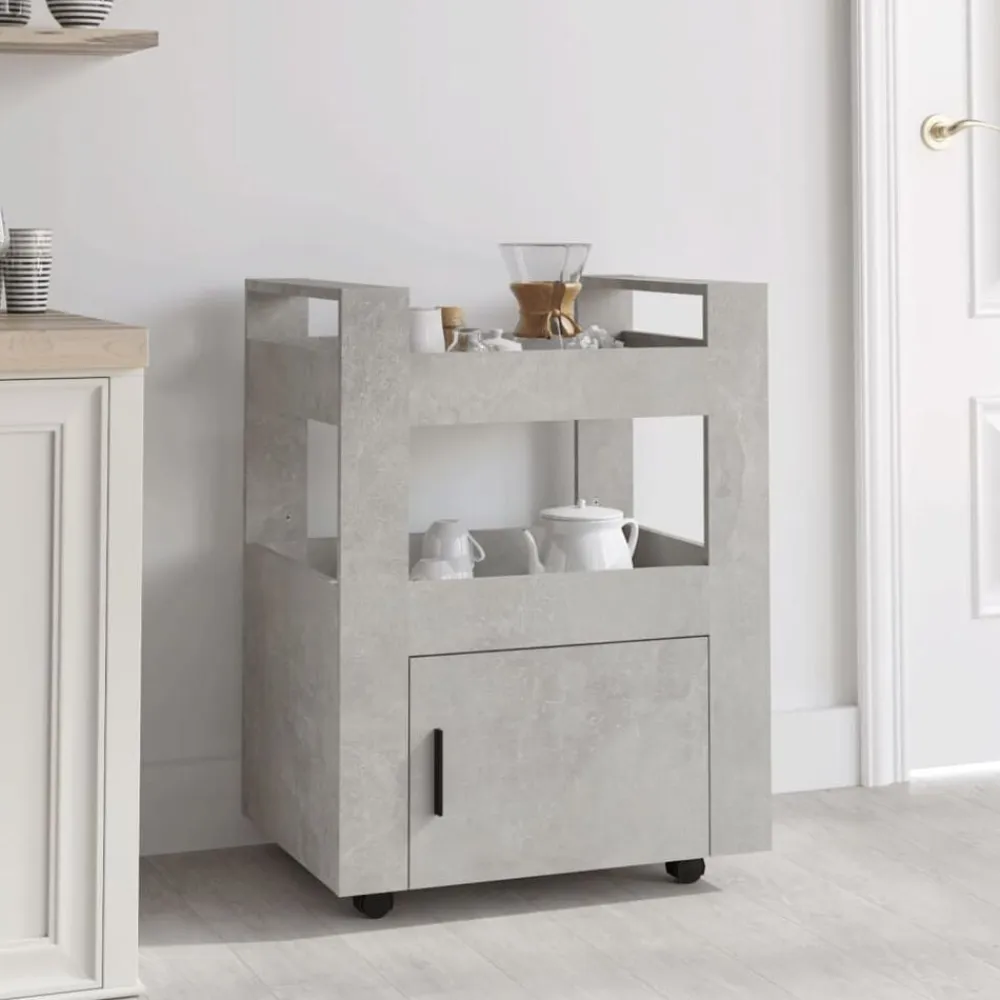 vidaXL Carros E Islas-Carrito de cocina madera contrachapada gris hormigón 60x45x80cm