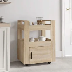 vidaXL Carrito de cocina madera contrachapada color roble 60x45x80 cm Roble Sonoma Outlet