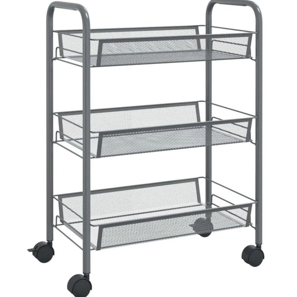 vidaXL Carros E Islas-Carrito de cocina 3 niveles hierro 46x26x64 cm