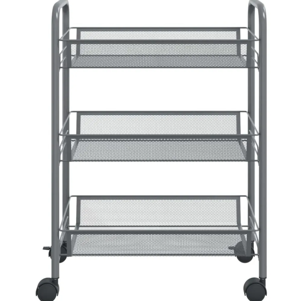 vidaXL Carros E Islas-Carrito de cocina 3 niveles hierro 46x26x64 cm