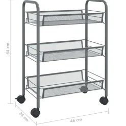 vidaXL Carros E Islas-Carrito de cocina 3 niveles hierro 46x26x64 cm