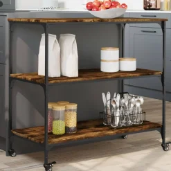 vidaXL Carros E Islas-Carrito de cocina madera ingeniería 102x50x95 cm