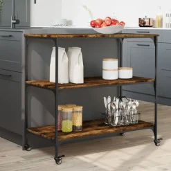 vidaXL Carros E Islas-Carrito de cocina madera ingeniería 102x50x95 cm