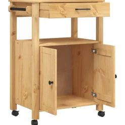 vidaXL Carrito de cocina MONZA madera maciza de pino 60x40x88,5 cm Marrón New