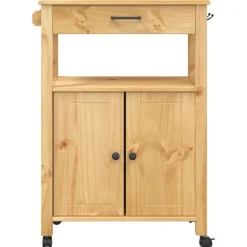 vidaXL Carrito de cocina MONZA madera maciza de pino 60x40x88,5 cm Marrón New