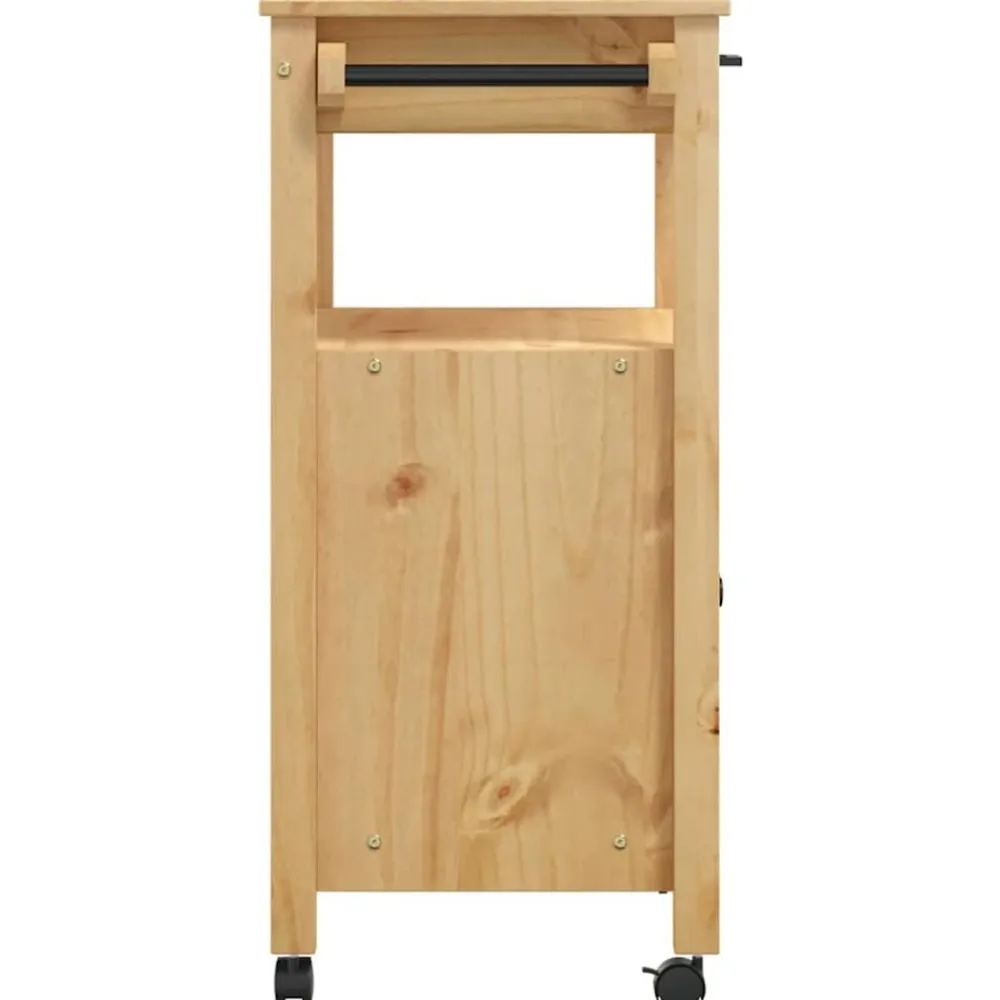 vidaXL Carrito de cocina MONZA madera maciza de pino 60x40x88,5 cm Marrón New