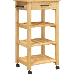 vidaXL Carros E Islas-Carrito de cocina MONZA madera maciza de pino 48x40x88,5 cm