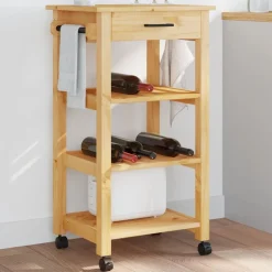 vidaXL Carros E Islas-Carrito de cocina MONZA madera maciza de pino 48x40x88,5 cm