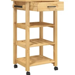 vidaXL Carros E Islas-Carrito de cocina MONZA madera maciza de pino 48x40x88,5 cm