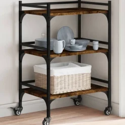 vidaXL Carros E Islas-Carrito de cocina madera ingeniería 50x35x75,5 cm