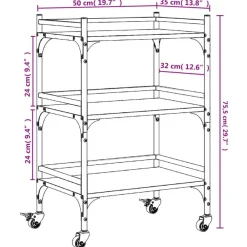 vidaXL Carros E Islas-Carrito de cocina madera ingeniería 50x35x75,5 cm